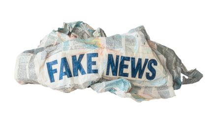 Crumpled Newspaper Highlighting Fake News Text