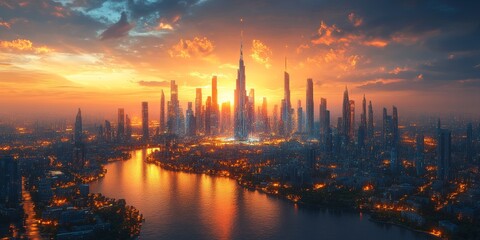 Smart city, AI integration, futuristic infrastructure, holographic displays