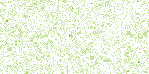 Topographic contour line map vector cartography illustration. Light green line on white background.