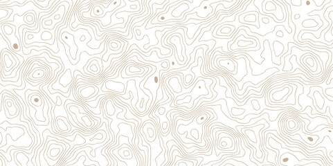 Topographic contour line map vector cartography illustration. Brown line on white background.