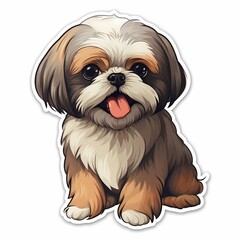 A cute, fluffy dog illustration perfect for stickers, merchandise, and various creative uses.
