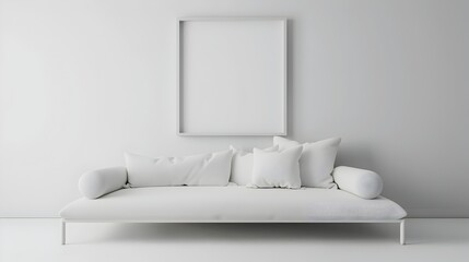 Minimalist Living Room with Sleek Sofa and Frame Mockup in Clean Interior Design