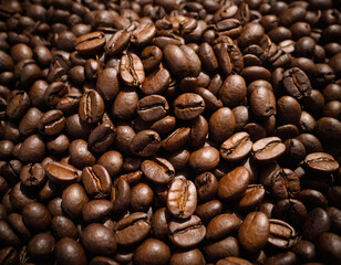 Naklejka premium roasted coffee beans close-up