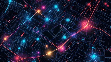 Obraz premium Neon Cityscape: A Futuristic Urban Landscape
