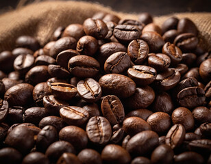 Fototapeta premium roasted coffee beans close-up