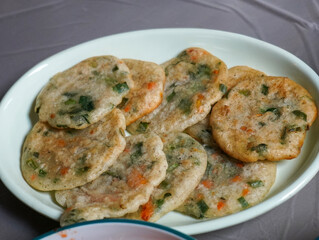 a pancake baked with fresh vegetables
