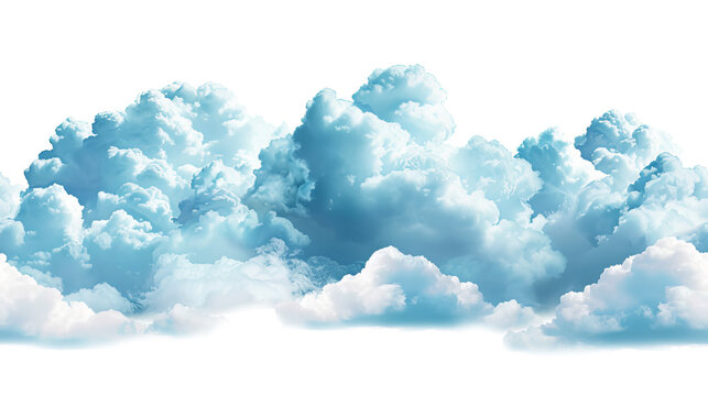 Realistic fluffy clouds seamless pattern sky design transparent background