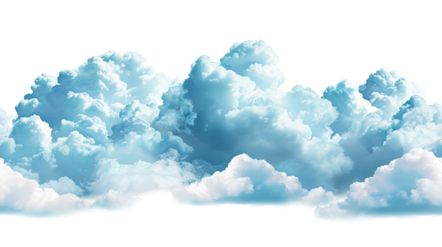 Realistic fluffy clouds seamless pattern sky design transparent background