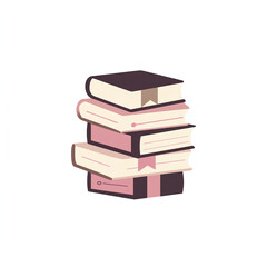 Themed Logo: Stacked Books with Fantasy Flair, Beige Brown and Pink, Flat Vector Design