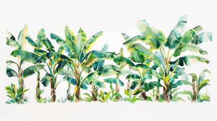 Obraz premium Vector illustration of banana plant trees isolated over white background
