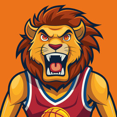 Fototapeta premium cartoon lion basketball mascot