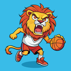 cartoon lion basketball mascot