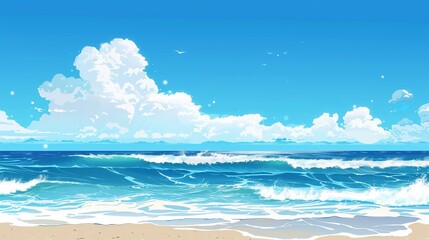 Obraz premium Beautiful serene ocean view with clear blue sky