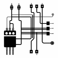 Electrical circuit lines vector illustration on white background
