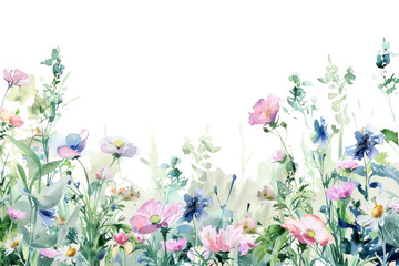 Delicate watercolor floral border