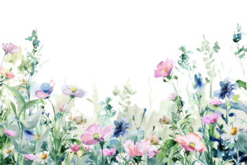 Delicate watercolor floral border