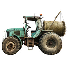A bale loader, farm equipment, isolated on transparent background