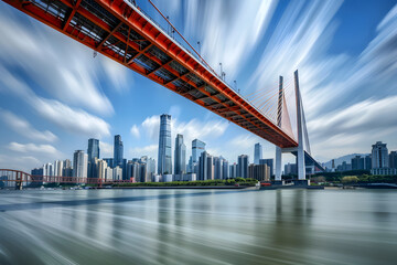 Fototapeta premium Steel bridge in the city