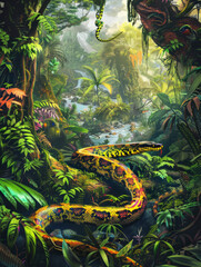 Obraz premium anaconda slithering