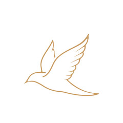 simple gold flying bird line logo vector illustration template design
