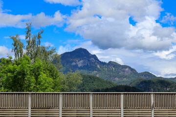 Fototapeta premium Golling an der Salzach, Austria. Traveling through Austria, the A10 highway and a fantastic view of the Tennen Mountains