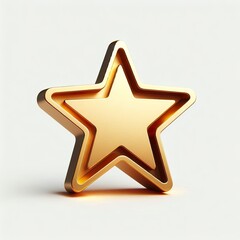 minimalist cartoon 3d gold star, white background
