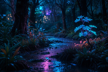 Fototapeta premium magical night forest