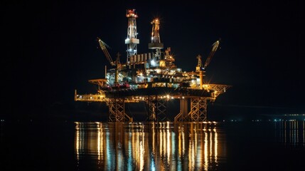 Oil Rig at Night