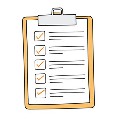 Checklist, plan, task list vector illustration in flat doodle cartoon style isolated on white background.