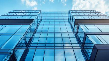 A corporate office building with a modern design and glass facade