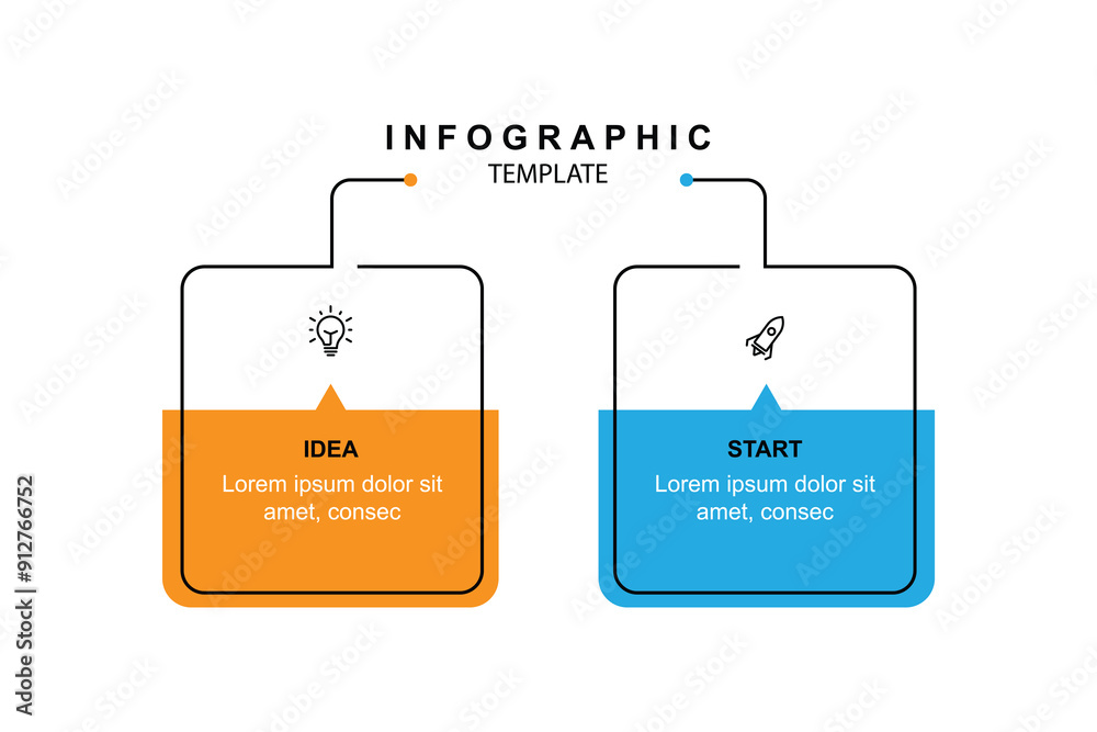 Aufkleber Infographic template form with 2 steps concept can be used for workflow, data presentation, business banner and other graphic design 
