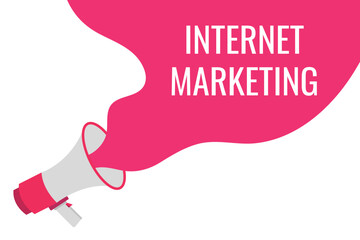 internet marketing button, banner, label, template for website. internet marketing text with colorful megaphone icon
