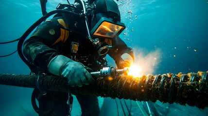Underwater Diver Welding Equipment Ocean Exploration Skills Techniques Safety