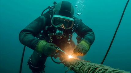 Underwater Diver Welding Rope Marine Equipment Safety Skills
