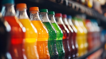 Colorful Refreshing Soft Drinks Bottled Soda Variety Showcase