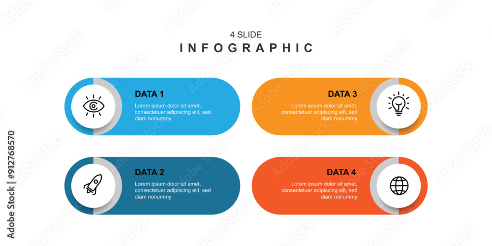 Poster Infographic template form with 4 steps concept can be used for workflow, data presentation, business banner and other graphic design 