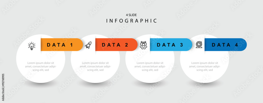 Poster Design template infographic vector element with 4 step process can be used for workflow, business information, presentation, data visualization and web graphic design 
