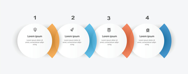 Design template infographic vector element with 4 step process can be used for workflow, business information, presentation, data visualization and web graphic design 