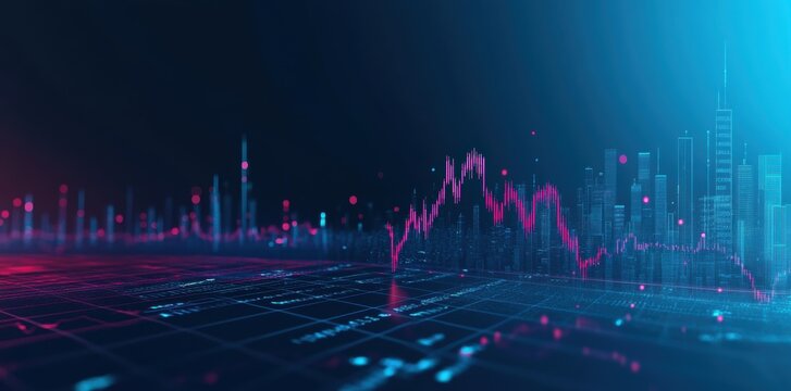 KSS Japanese candlestick chart background with blue colo
