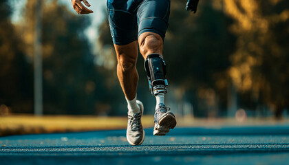 Athlete with Prosthetic Leg Starts Running at Paralympic Event paralympic