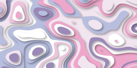 3D colorful abstract paper art style papercut design background vector. Soft color wave element curve graphic papercut design.