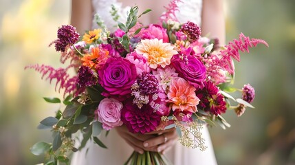 Fototapeta premium Vibrant Floral Bouquet in Rustic Vase Colorful Blooming Flowers Arrangement for