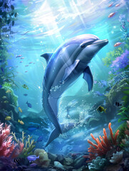 Fototapeta premium dolphin jumping