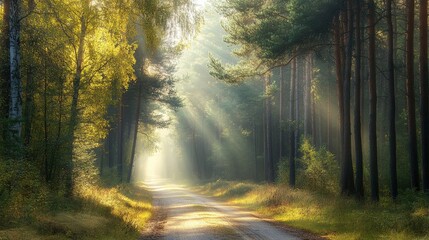 Fototapeta premium Sunbeams Through The Trees