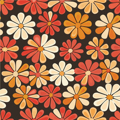 Vector of Groovy flowers seamless pattern