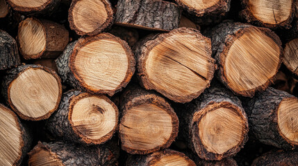 Close-Up Image of Piled Chopped Timber Logs
