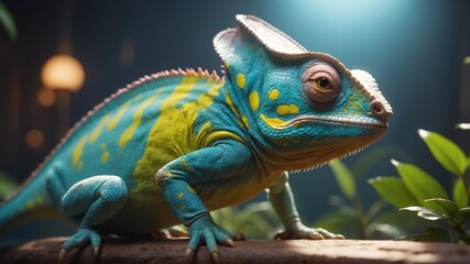 Fototapeta premium cleo the clever chameleon a chameleon with a sharp min cinematic concept art