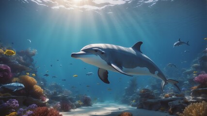 Obraz premium daisy the dreamy dolphin a dolphin who explores dreams cinematic concept art
