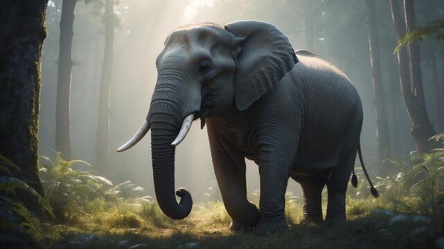 eddie the enchanted elephant an elephant with magical cinematic concept art