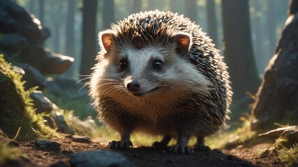 Fototapeta premium hugo the heroic hedgehog a hedgehog with a mission to cinematic concept art